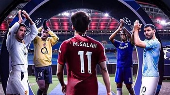 Meme Mohamed Salah disambut para pencetak gol terbanyak asal klub Inggris di Liga Champions. Salah kini menjadi pemegang rekor dengan 38 gol. Foto: (Twitter)