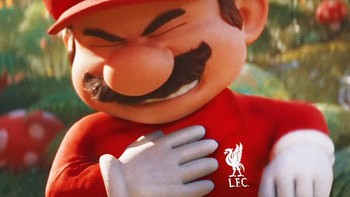 Meme Super Mario jadi pemain Liverpool untuk menggambarkan perasaan bahagia usai menaklukan Rangers FC 7-1. Foto: (Twitter)