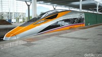 Ini penampakan Kereta Cepat inspeksi di Stasiun Tegalluar, Kabupaten Bandung, Kamis (13/10/2022).