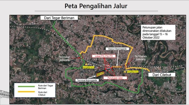 Peta rekayasa lalin di sekitar jalan Stasiun Bojonggede