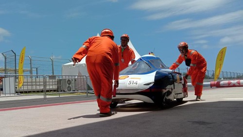 Salah satu peserta Shell Eco Marathon di Sirkuit Mandalika, Kamis (13/10/2022).