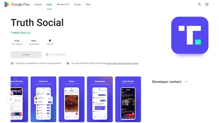 Truth Social masuk Google Play Store