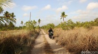 Mayoritas jalan di pulau ini belum beraspal, hanya beralaskan batu sirtu dan tanah.