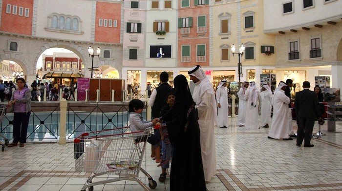 A picture shows the interior of the Villagio Mall in Qatar's capital Doha, on October 12, 2022, ahead of the FIFA 2022 football World Cup. (Photo by Giuseppe CACACE / AFP) (Photo by GIUSEPPE CACACE/AFP via Getty Images)