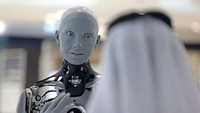 The Ameca humanoid robot greets visitors at Dubais Museum of the Future, on October 11, 2022. (Photo by Karim SAHIB / AFP) (Photo by KARIM SAHIB/AFP via Getty Images)