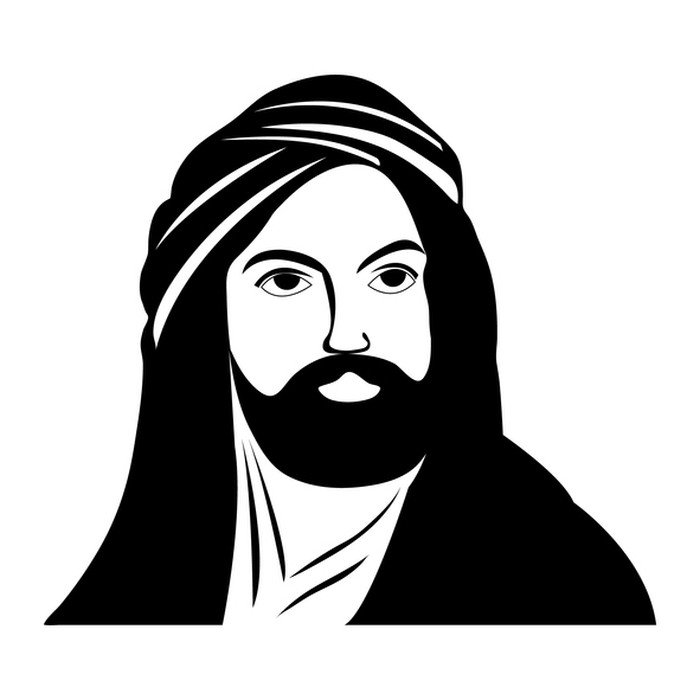 Silhouette of Imam Ali, the cousin and son-in-law of the Islamic prophet Muhammad - Eps10 vector graphics and illustration