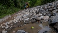 Ruas jalan utama penghubung Provinsi Banten dan Jawa Barat tersebut kondisinya sudah rusak selama puluhan tahun dan belum ada perhatian dari pemerintah setempat.