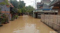 Tampak air merendam permukiman warga berwarna keruh. (Foto: Dian Utoro Aji/detikJateng)