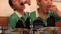 Bunda Corla di Jerman bekerja sebagai pegawai McDonald’s. Ini momen siaran langsungnya usai bekerja ketika berada di sebuah restoran China. Foto: Instagram @corla_2
