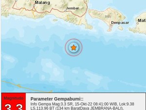 Gempa Berkekuatan M 3,3 Guncang Kabupaten Jembrana