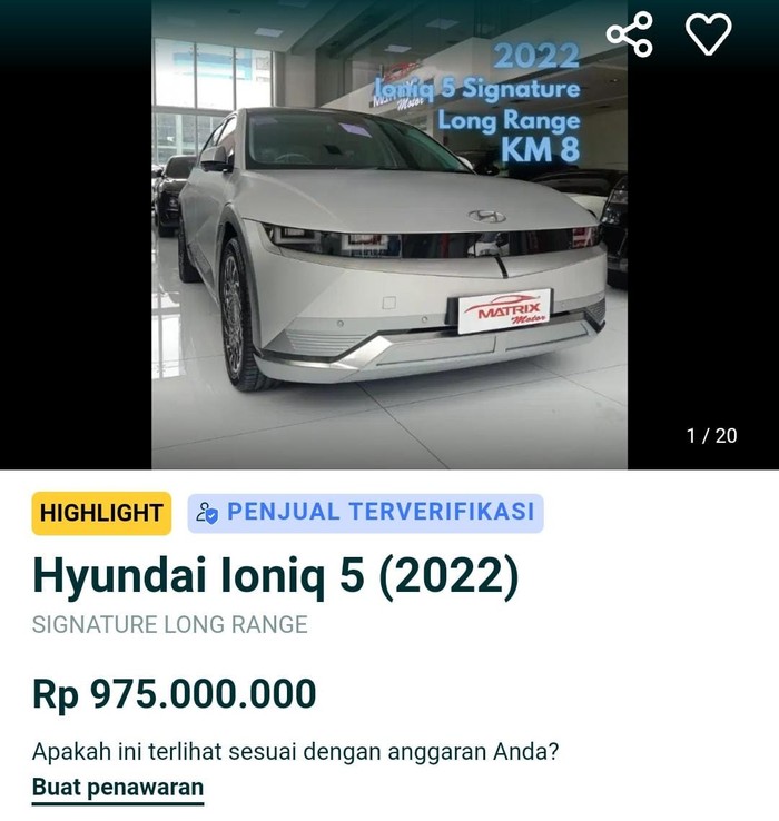 Hyundai IONIQ 5 di bursa mobil bekas online.