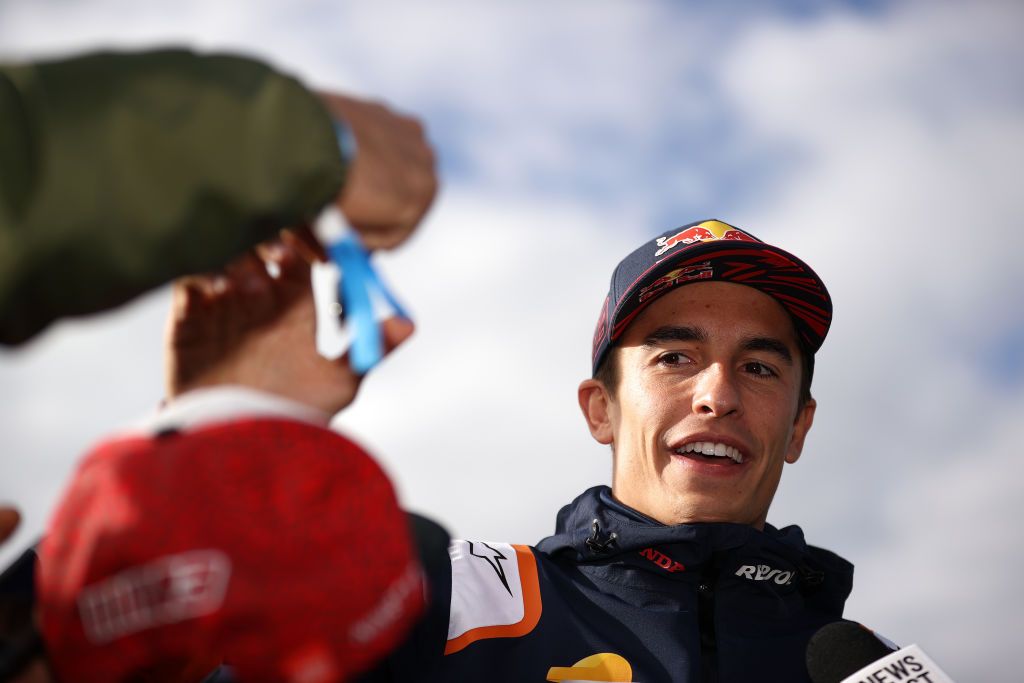 PHILLIP ISLAND, AUSTRALIA - OCTOBER 15: Marc Marquez of Spain and rider the #93 Repsol Honda Team Honda greets fans prior to free practice for the MotoGP of Australia at Phillip Island Grand Prix Circuit on October 15, 2022 in Phillip Island, Australia. (Photo by Robert Cianflone/Getty Images)