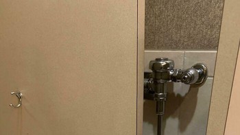 Pintu toilet yang benar-benar membuat urinair sempit sekali. Foto: Bored Panda