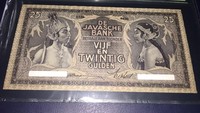 Uang kuno zaman penjajahan Belanja pecahan 25 gulden seri wayang, cetakan tahun 1935. Harganya Rp 75 juta. Foto: Dok. Kolektor Uang Kuno Anton Max