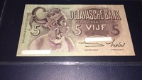 Uang kuno zaman penjajahan Belanda pecahan 5 gulden wayang cetakan tahun 1939, dibanderol Rp 2,5 juta. Foto: Dok. Kolektor Uang Kuno Anton Max
