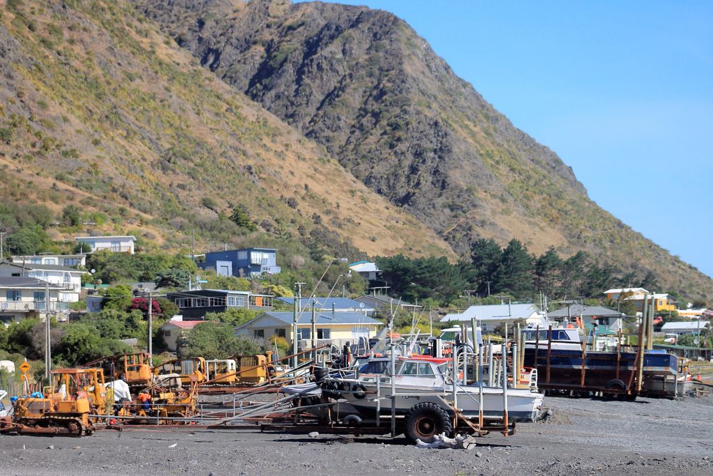Wellington, New Zealand - January 13, 2016: Fishing Boats at Ngawi, Wellington, New Zealand