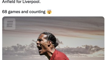 Dia berhasil menghindari kekalahan dalam 89 laga di Anfield. Foto: Twitter