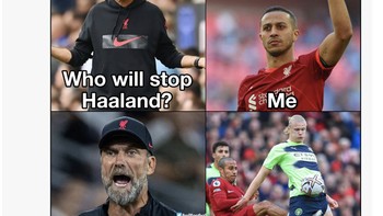 Thiago sepertinya punya cara menghentikan Haaland, yaitu dengan menendangnya. Foto: Twitter