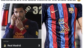 Barcelona disebut korban terbaru dari kutukan Drake. Foto: Twitter