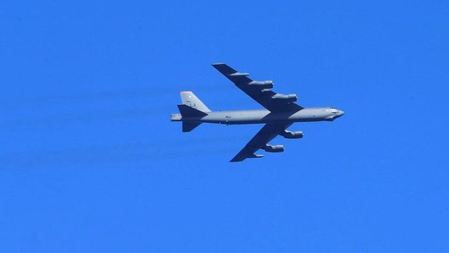 U.S. Air Force B-52 bomber flies during the annual recurring multinational, maritime-focused NATO exercise BALTOPS 2017 near Ventspils, Latvia June 6, 2017. REUTERS/Ints Kalnins