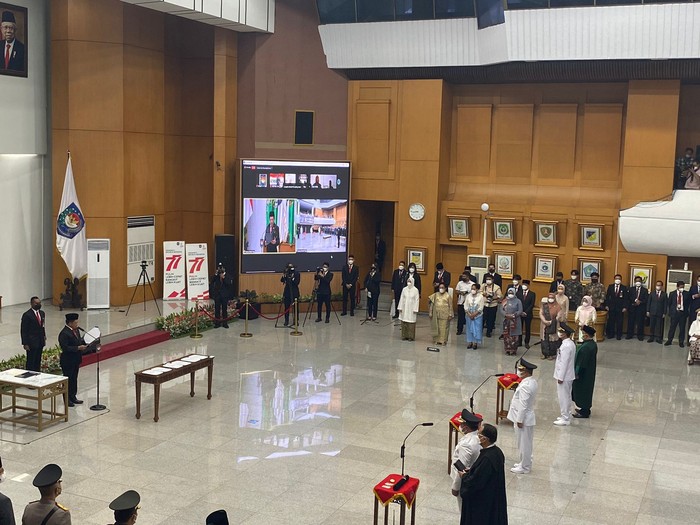 Suasana pelantikan Heru Budi Hartono sebagai Pj Gubernur DKI Jakarta (Karin-detikcom)