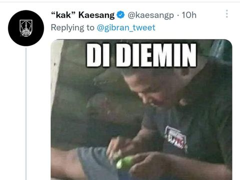 Bos Persis Solo Kaesang Pangarep ikut mengomentari postingan Gibran Rakabuming soal ganti profil picture.