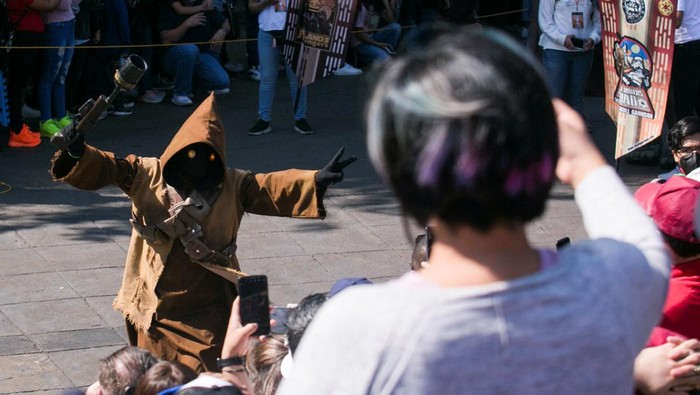 A person dressed in a Star Wars costume gestures during the Star Wars parade in Mexico City, Mexico October 15, 2022. REUTERS/ Quetzalli Nicte-Ha