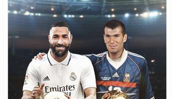 Benzema menjadi pemain Perancis pertama yang menang Ballon dOr sejak Zinedine Zidane di 1998. Foto: Twitter
