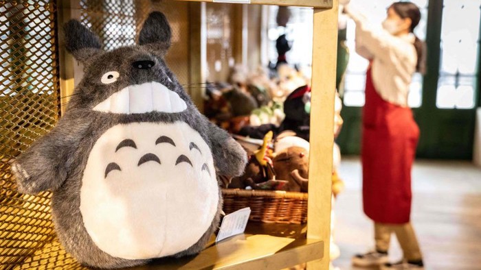 A soft toy of Ghibli caracter Totoro is displayed in a shop at Ghiblis Grand Warehouse during a media tour of the new Ghibli Park in Nagakute, Aichi prefecture on October 12, 2022. - The media on October 12 got a sneak peek at the highly anticipated new theme park from Studio Ghibli, creator of beloved titles like My Neighbour Totoro and Oscar-winning Spirited Away. - EDITORS NOTE: MANDATORY CREDIT: ©?Studio Ghibli
RESTRICTED TO EDITORIAL USE - MANDATORY MENTION OF THE ARTIST UPON PUBLICATION - TO ILLUSTRATE THE EVENT AS SPECIFIED IN THE CAPTION (Photo by Yuichi YAMAZAKI / AFP) / EDITORS NOTE: MANDATORY CREDIT: ©?Studio Ghibli
RESTRICTED TO EDITORIAL USE - MANDATORY MENTION OF THE ARTIST UPON PUBLICATION - TO ILLUSTRATE THE EVENT AS SPECIFIED IN THE CAPTION / EDITORS NOTE: MANDATORY CREDIT: ©?Studio Ghibli
RESTRICTED TO EDITORIAL USE - MANDATORY MENTION OF THE ARTIST UPON PUBLICATION - TO ILLUSTRATE THE EVENT AS SPECIFIED IN THE CAPTION (Photo by YUICHI YAMAZAKI/AFP via Getty Images)