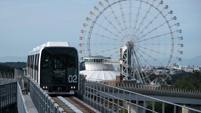 NAGAKUTE, JAPAN - OCTOBER 12: A magnetic levitation train approaches the nearest station to the Ghibli Park on October 12, 2022 in Nagakute, Japan. The theme park, which features Studio Ghibli animations, opens on November 1 in the Expo 2005 Aichi Commemorative Park. (Photo by Tomohiro Ohsumi/Getty Images)