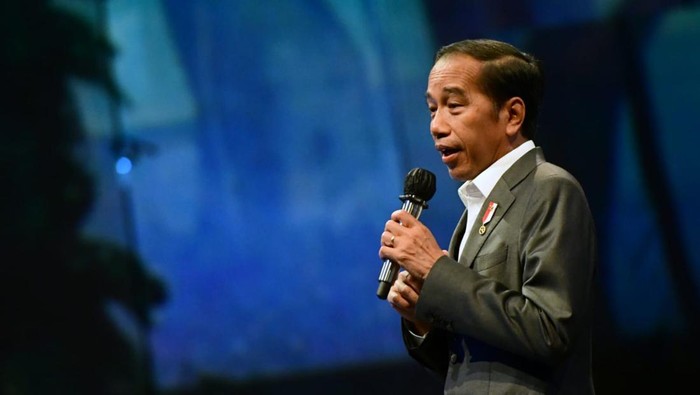 Presiden Jokowi dalam acara Ibu Kota Nusantara: Sejarah Baru Peradaban Baru di Djakarta Theater