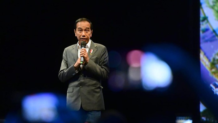 Presiden Jokowi dalam acara Ibu Kota Nusantara: Sejarah Baru Peradaban Baru di Djakarta Theater