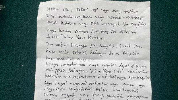 Surat Bharada E (Dok. Istimewa)