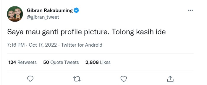 Wali Kota Solo Gibran Rakabuming mau ganti foto profil dan minta ide dari netizen