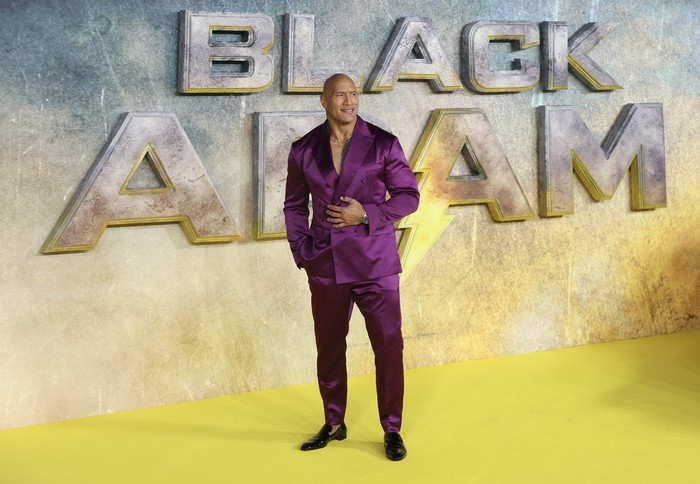 Dwyane Johnson di Premier Black Adam London LONDON, ENGLAND - OCTOBER 18: Dwayne Johnson attends the UK Premiere of