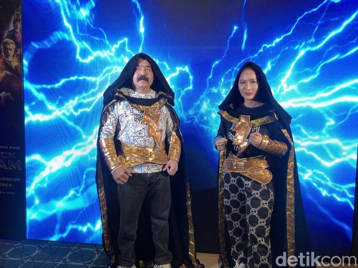 Inul dan Mas Adam saat ditemui di press screening Black Adam di Gandaria.