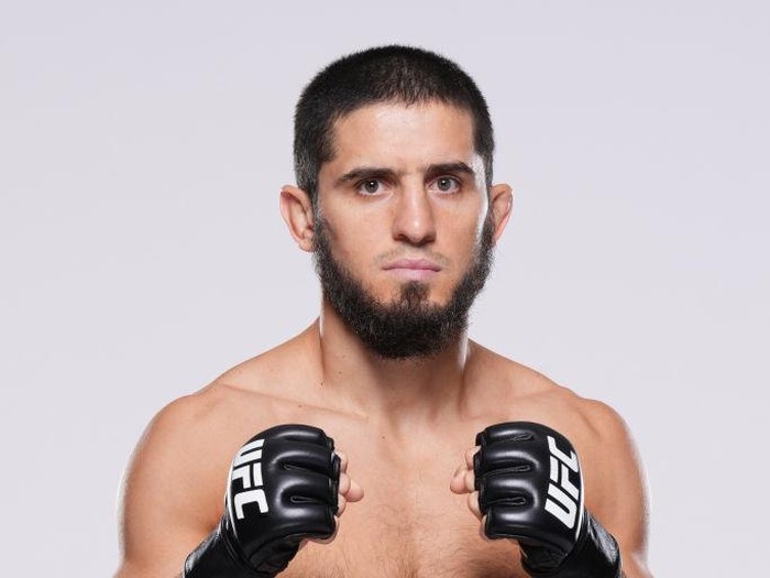 ABU DHABI, UNITED ARAB EMIRATES - OCTOBER 19:  Islam Makhachev poses for a portrait during a UFC photo session on October 19, 2022 in Yas Island, Abu Dhabi, United Arab Emirates. (Photo by Mike Roach/Zuffa LLC)
