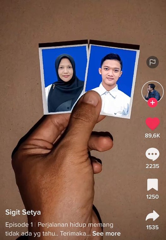 Pasangan beda usia viral di media sosial, Sigit Setya Budi dan Rini Wulandari. Ketika keduanya menuju pelaminan, Sigit mengungkapkan reaksi guru dan teman terdekatnya. Awalnya kaget dan tidak menduga jika kita berakhir dalam sebuah ikatan rumah tangga, kenangnya. Foto: Dok. TikTok @sigitsb_.