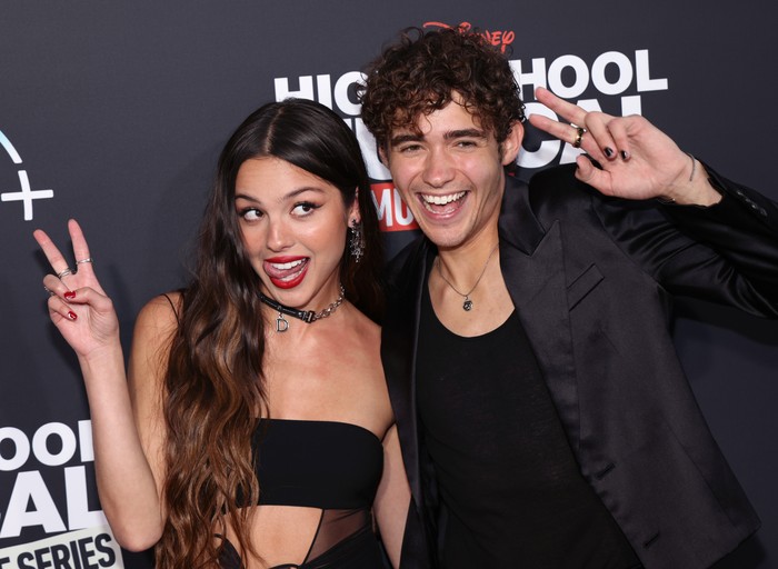 BURBANK, CALIFORNIA - JULY 27: Olivia Rodrigo and Joshua Bassett attend Disney+ 