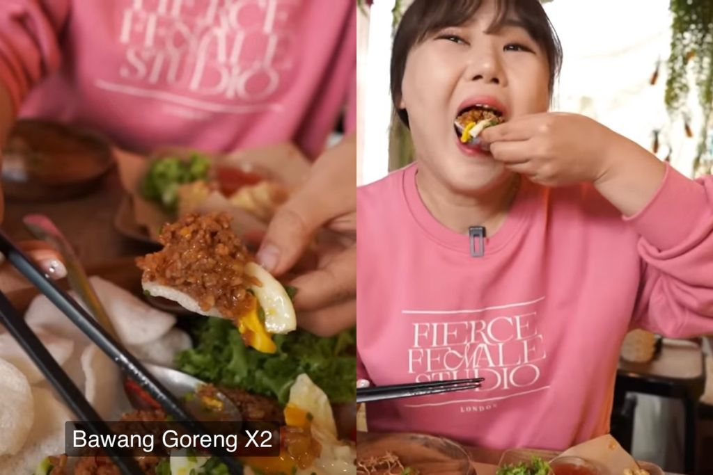 YouTuber Korea ketagihan makan nasi goreng, mie rica, dan bakso goreng.