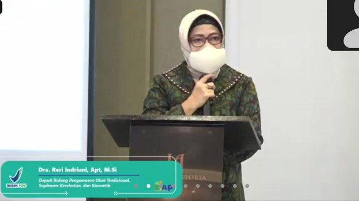 Deputi Bidang Pengawasan Obat Tradisional, Suplemen Kesehatan dan Kosmetik Badan POM, Reri Indriani.