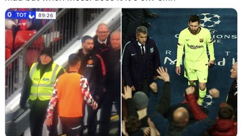 Akun ini menyebut Messi juga pernah walkout tapi tidak ada yang marah seperti saat Ronaldo melakukannya semalam. Foto: Twitter