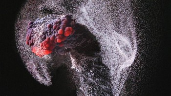 Posisi 6 karya Ole Bielfeldt. Menampilkan partikel karbon yang tidak terbakar dilepaskan ketika rantai hidrokarbon lilin rusak. Foto: Nikon Small World Photomicrography