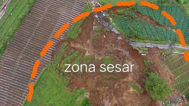 Lokasi tanah gerak di Desa Sidengok, Kecamatan Pejawaran, Banjarnegara