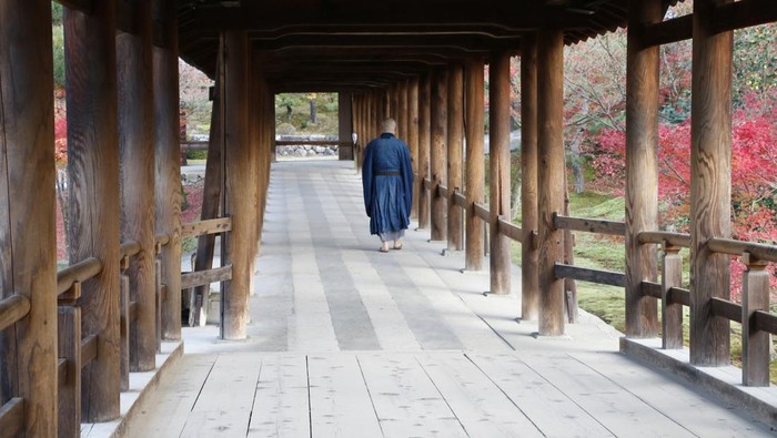 Japan - November 22, 2019 : Tourists enjoy Maple Autumn Leaves Sightseeing at Tofukuji Temple, Kyoto, Japan
