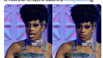 Meme Liz Truss mau pulang saja dan tak lagi jadi PM. Foto: Twitter