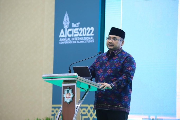 Menteri Agama Yaqut Cholil Qoumas pada sambutan pembukaan perhelatan tahunan AICIS 2022