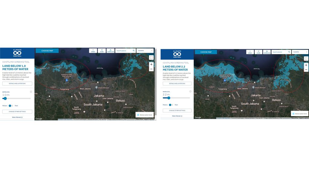 Peta Air Pasang Jakarta (climate central)