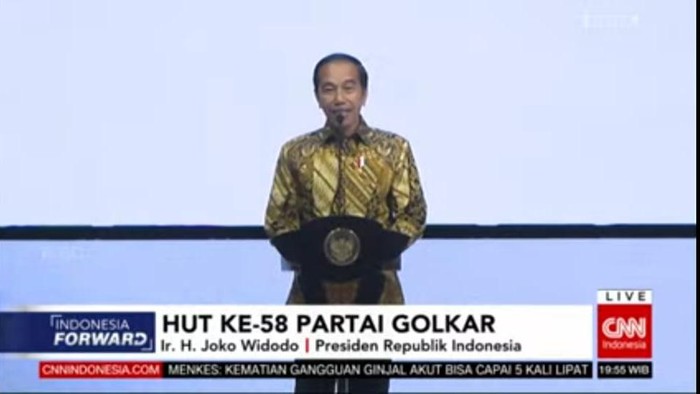 Presiden Jokowi di HUT ke-58 Partai Golkar.