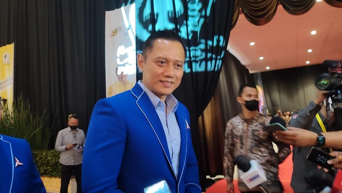Ketum Partai Demokrat Agus Harimurti Yudhoyono (AHY) di acara HUT ke-58 Partai Golkar, JI Expo Kemayoran, Jumat (21/10/2022).
